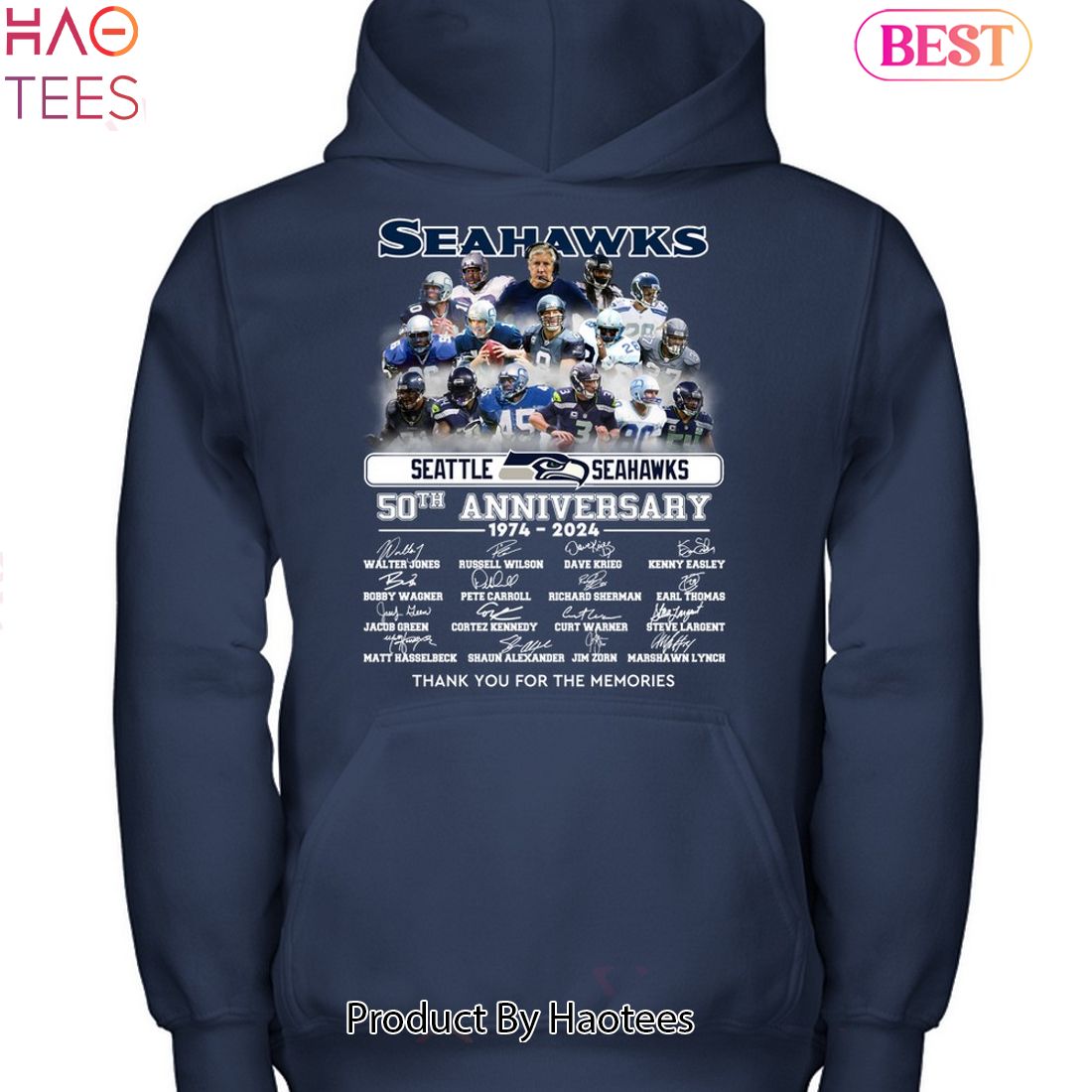 Seattle Seahawks 50th Anniversary 1974-2024 Thank You For The Memories Unisex T-Shirt Seattle Seahawks 50th Anniversary 1974-2024 Thank You For The Memories Unisex T-Shirt