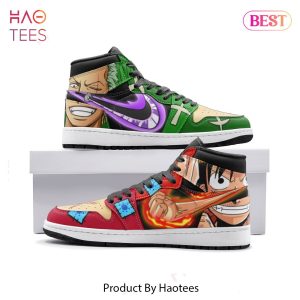 AVAILABLE Zoro and Luffy One Piece Air Jordan High Top Sneaker POD Design
