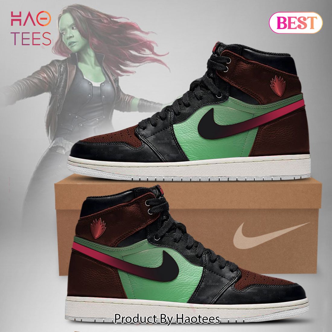 BEST Guardians of the Galaxy GOTG Marvel Gamora Air Jordan High Top Sneaker POD Design BEST Guardians of the Galaxy GOTG Marvel Gamora Air Jordan High Top Sneaker POD Design