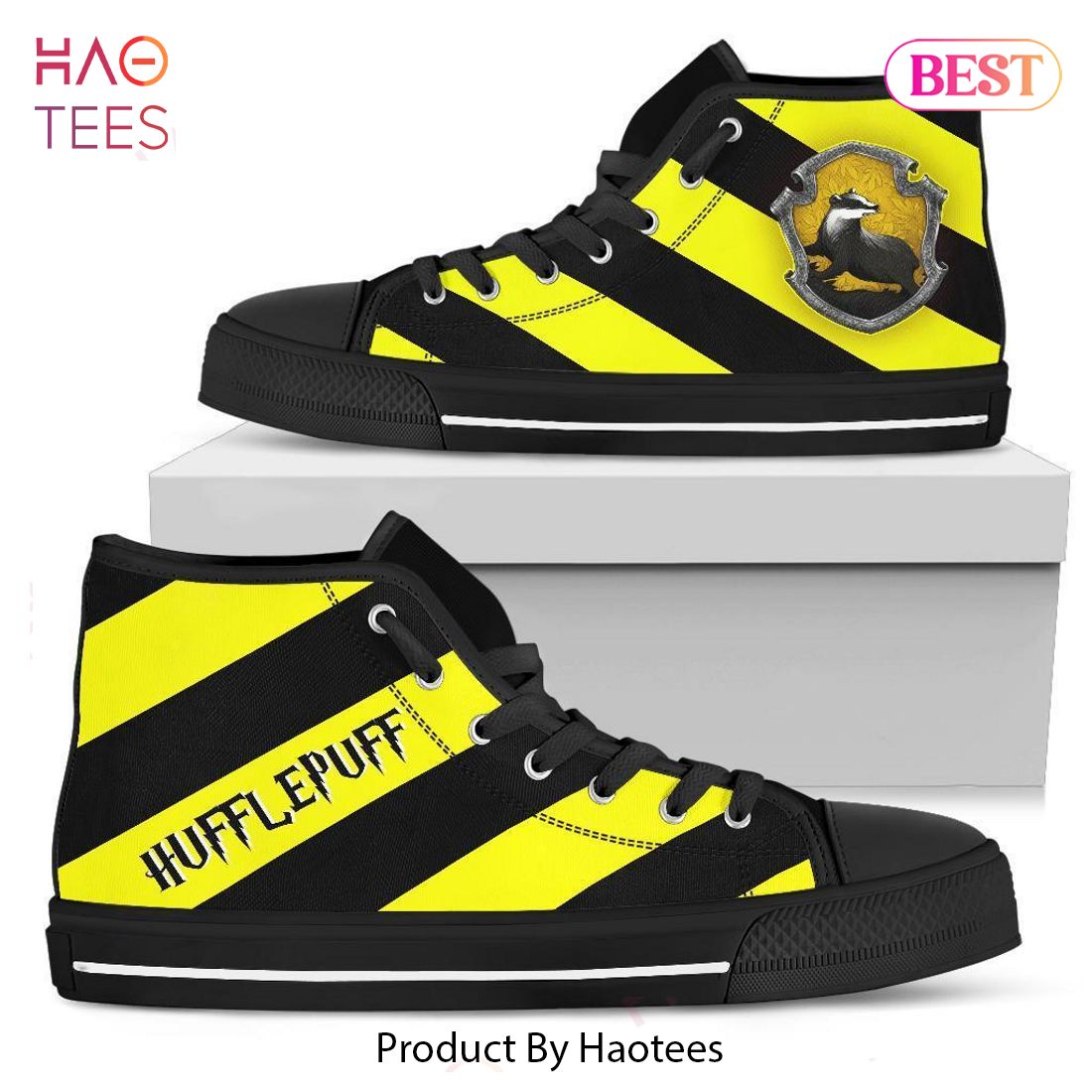 HOT TREND Harry Potter Hufflepuff House High Top Shoes Limited Edition HOT TREND Harry Potter Hufflepuff House High Top Shoes Limited Edition