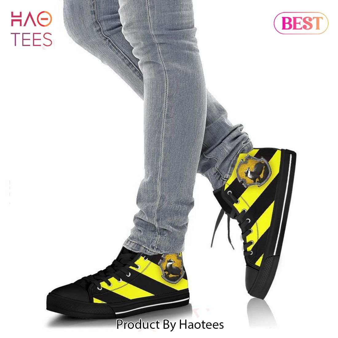 HOT TREND Harry Potter Hufflepuff House High Top Shoes Limited Edition HOT TREND Harry Potter Hufflepuff House High Top Shoes Limited Edition