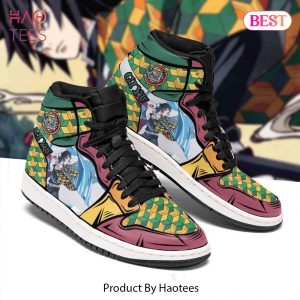 LUXURY Kimetsu No Yaiba Tomioka Giyu Skill Jordan High Top Sneakers Anime Shoes For Demon POD Design