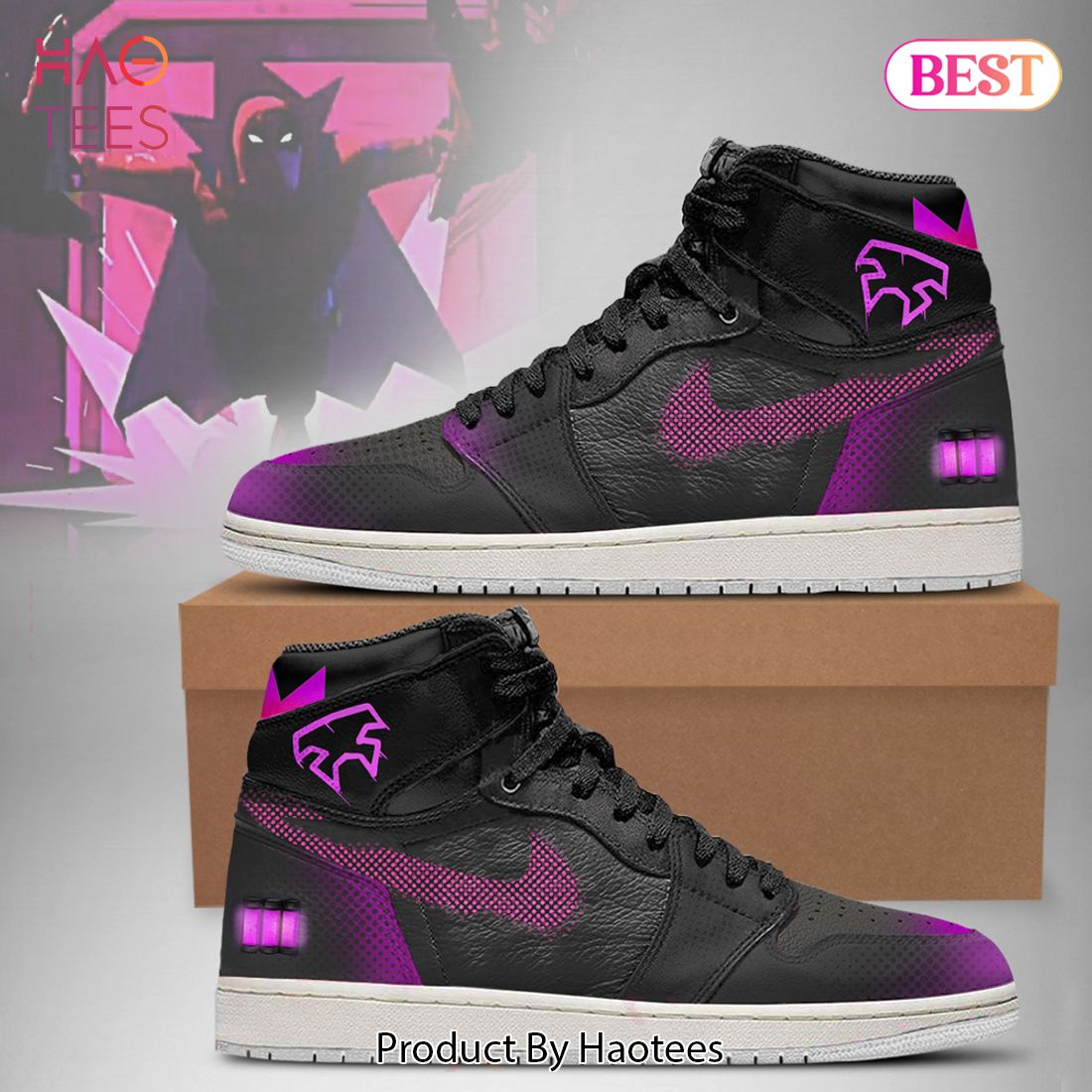 NEW Marvel Spider Man_ Across the Spider Verse Prowler Air Jordan High Top Sneaker All Over Printed NEW Marvel Spider Man_ Across the Spider Verse Prowler Air Jordan High Top Sneaker All Over Printed
