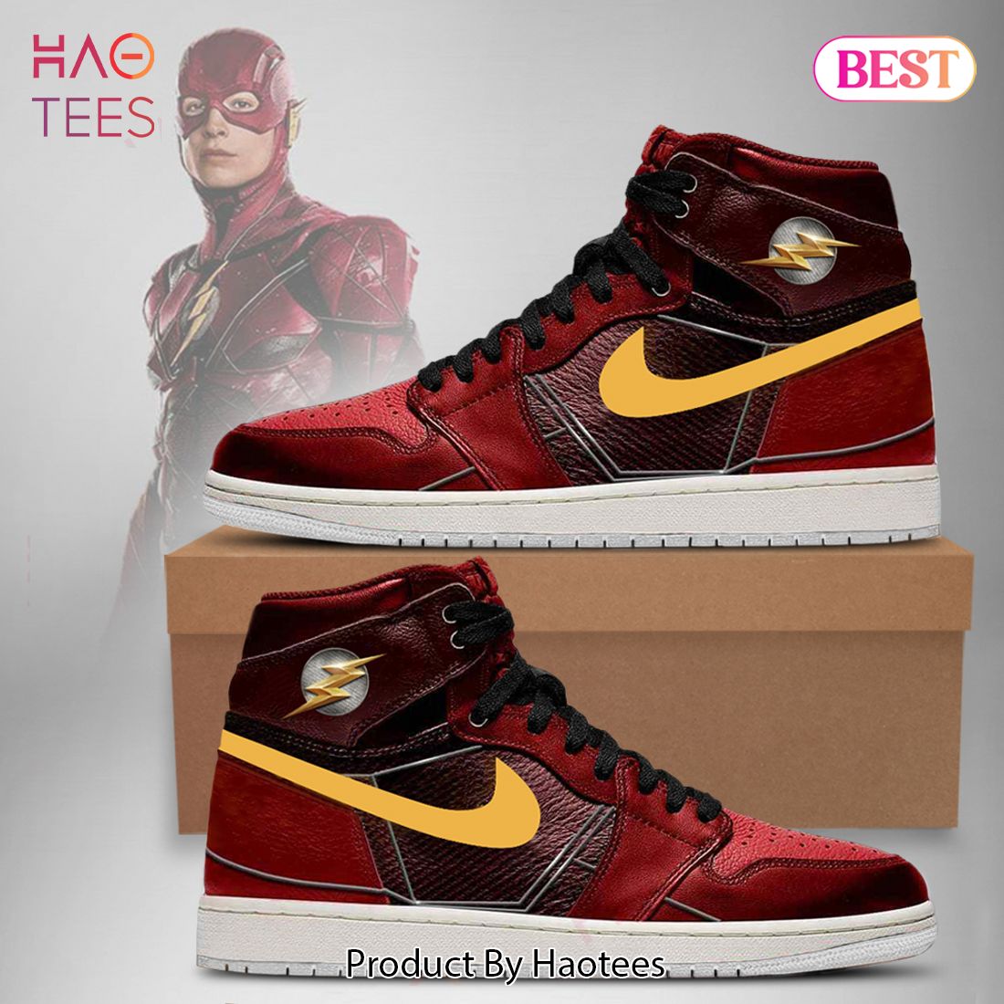 THE BEST DC Justice League Flash Air Jordan High Top Sneaker POD Design THE BEST DC Justice League Flash Air Jordan High Top Sneaker POD Design