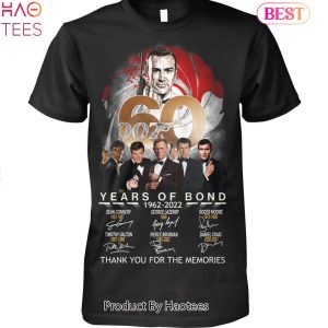 1962-2022 60 Years Of Bond 007 James Bond Thank You For The Memories Unisex T-Shirt 1962-2022 60 Years Of Bond 007 James Bond Thank You For The Memories Unisex T-Shirt