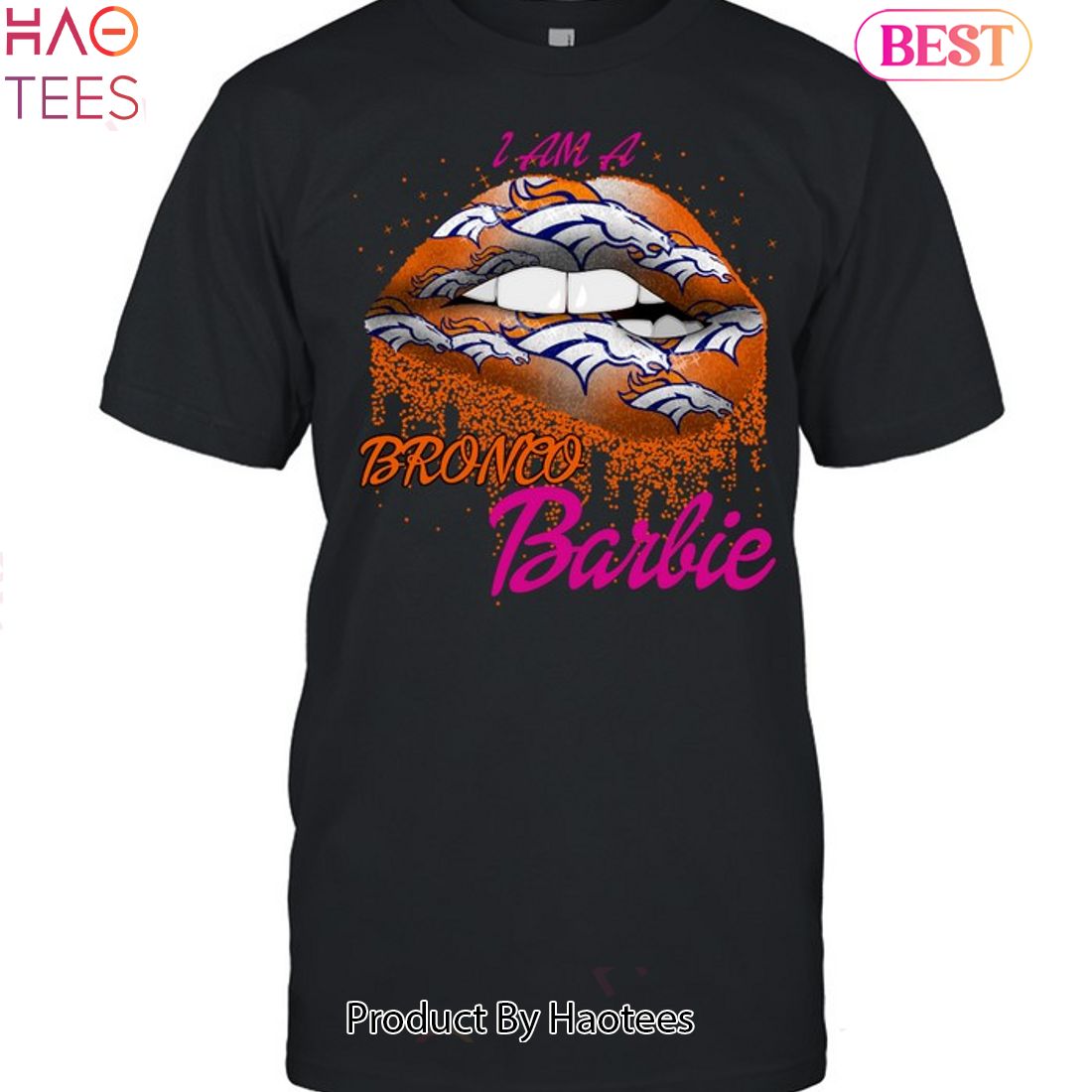 NEW LIP Denver Broncos Barbie Unisex T-Shirt NEW LIP Denver Broncos Barbie Unisex T-Shirt