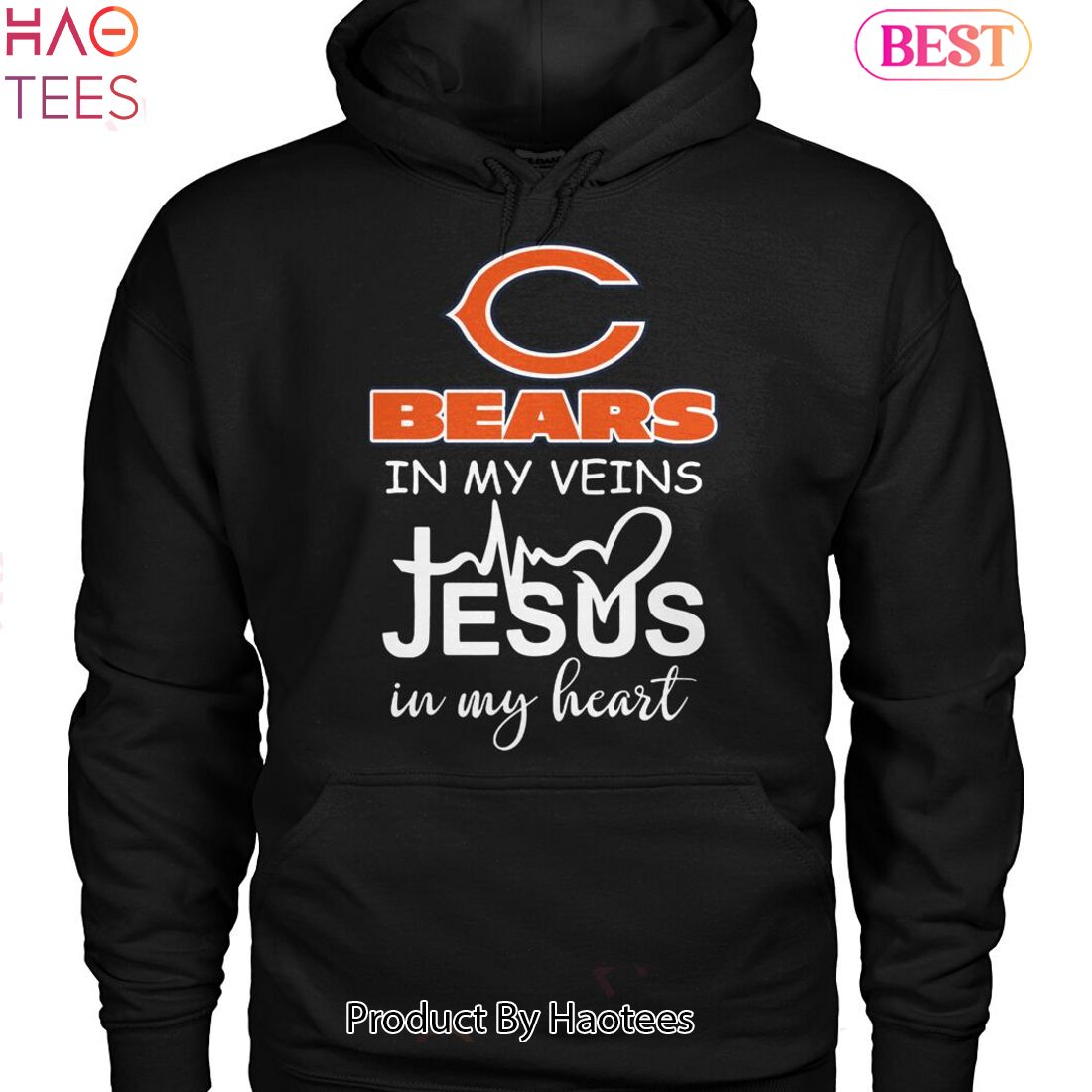 Official chicago Bears In My Veins Jesus In My Heart T-shirts