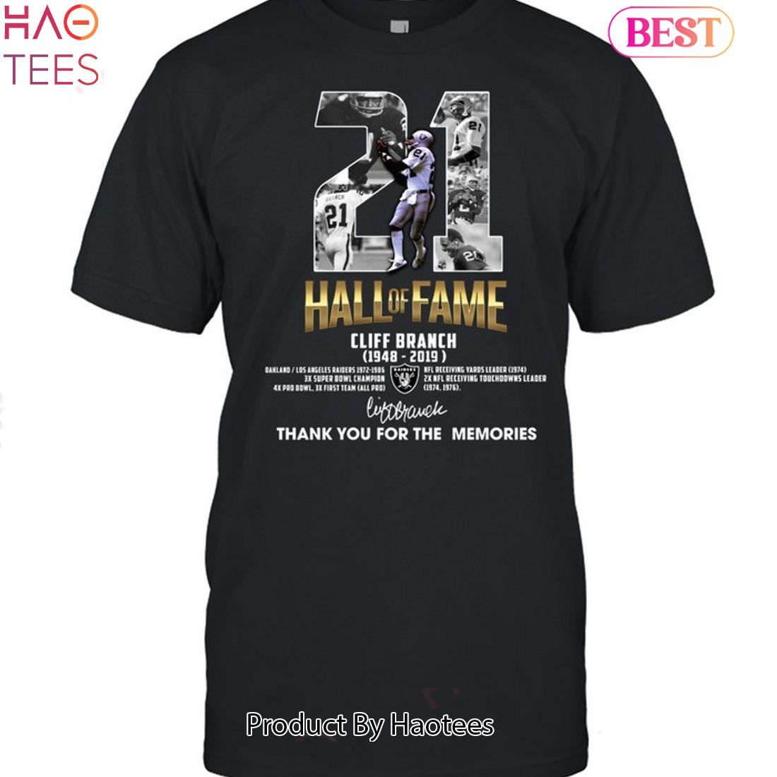 Hall Of Fame Cliff Branch 1948-2019 Las Vegas Raiders Thank You For The  Memories Signature T-shirt,Sweater, Hoodie, And Long Sleeved, Ladies, Tank  Top