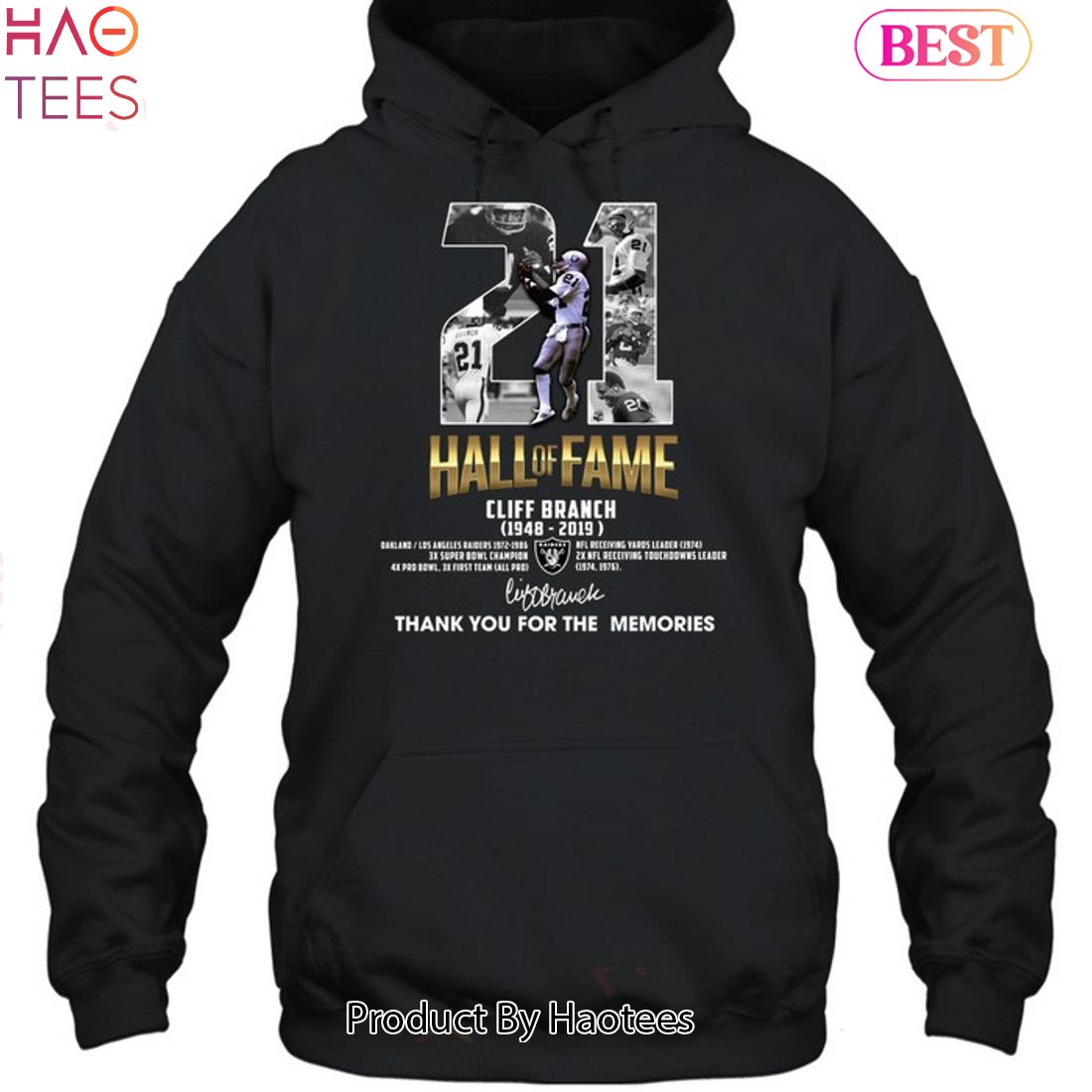 Hall Of Fame Cliff Branch 1948-2019 Las Vegas Raiders Thank You For The  Memories Signature T-shirt,Sweater, Hoodie, And Long Sleeved, Ladies, Tank  Top