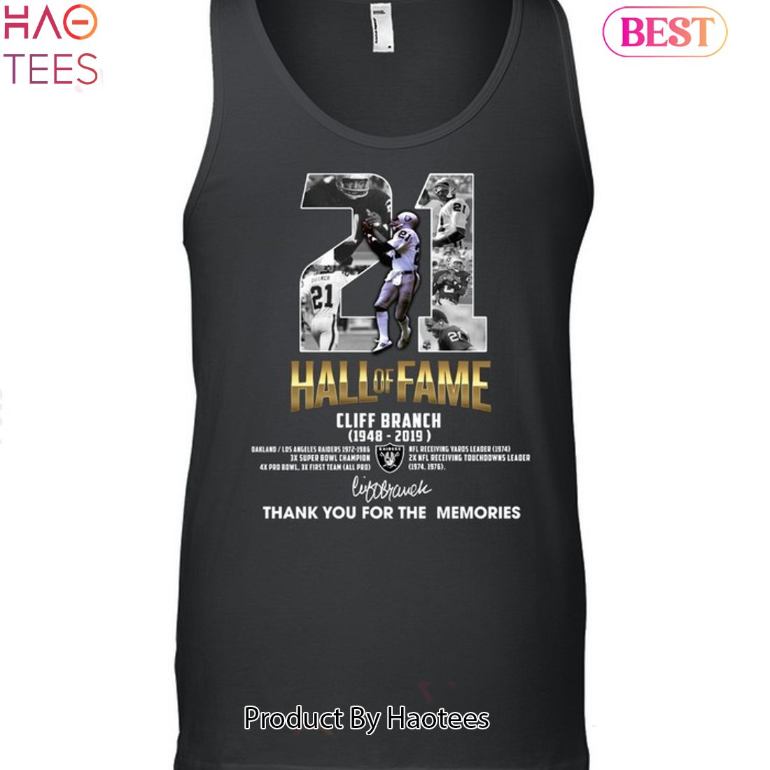 Hall Of Fame Cliff Branch 1948-2019 Las Vegas Raiders Thank You For The  Memories Signature T-shirt,Sweater, Hoodie, And Long Sleeved, Ladies, Tank  Top