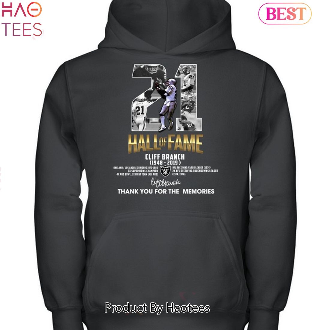 Hall Of Fame Cliff Branch 1948-2019 Las Vegas Raiders Thank You For The  Memories Signature T-shirt,Sweater, Hoodie, And Long Sleeved, Ladies, Tank  Top