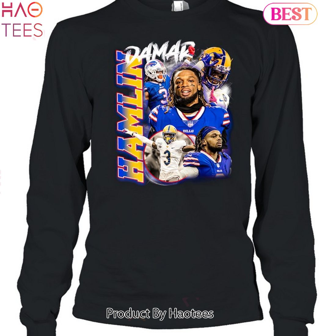 Damar Hamlin Buffalo Bills 3 Shirt, Trending Long Sleeve Unisex T-shirt