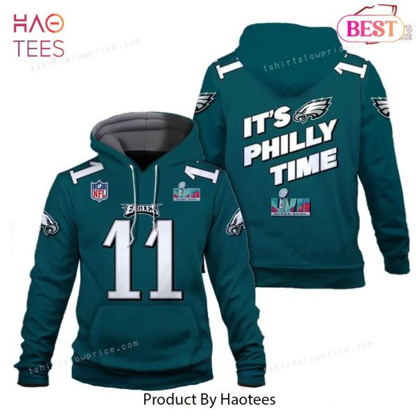 [AVAILABLE] A. J. Brown 11 It Is Philly Time Philadelphia Eagles Super Bowl Champion 2023 Custom 3D Hoodie