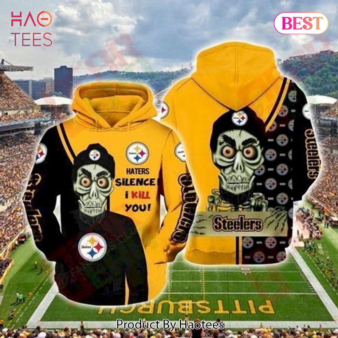 Steelers Hoodie 3D Floral Skull Pittsburgh Steelers Gift