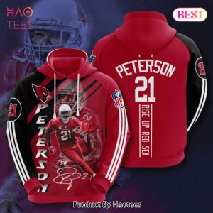 [AVAILABLE] Arizona Cardinals 21 Peterson Signature Rise Up Red Sea 3D Hoodie