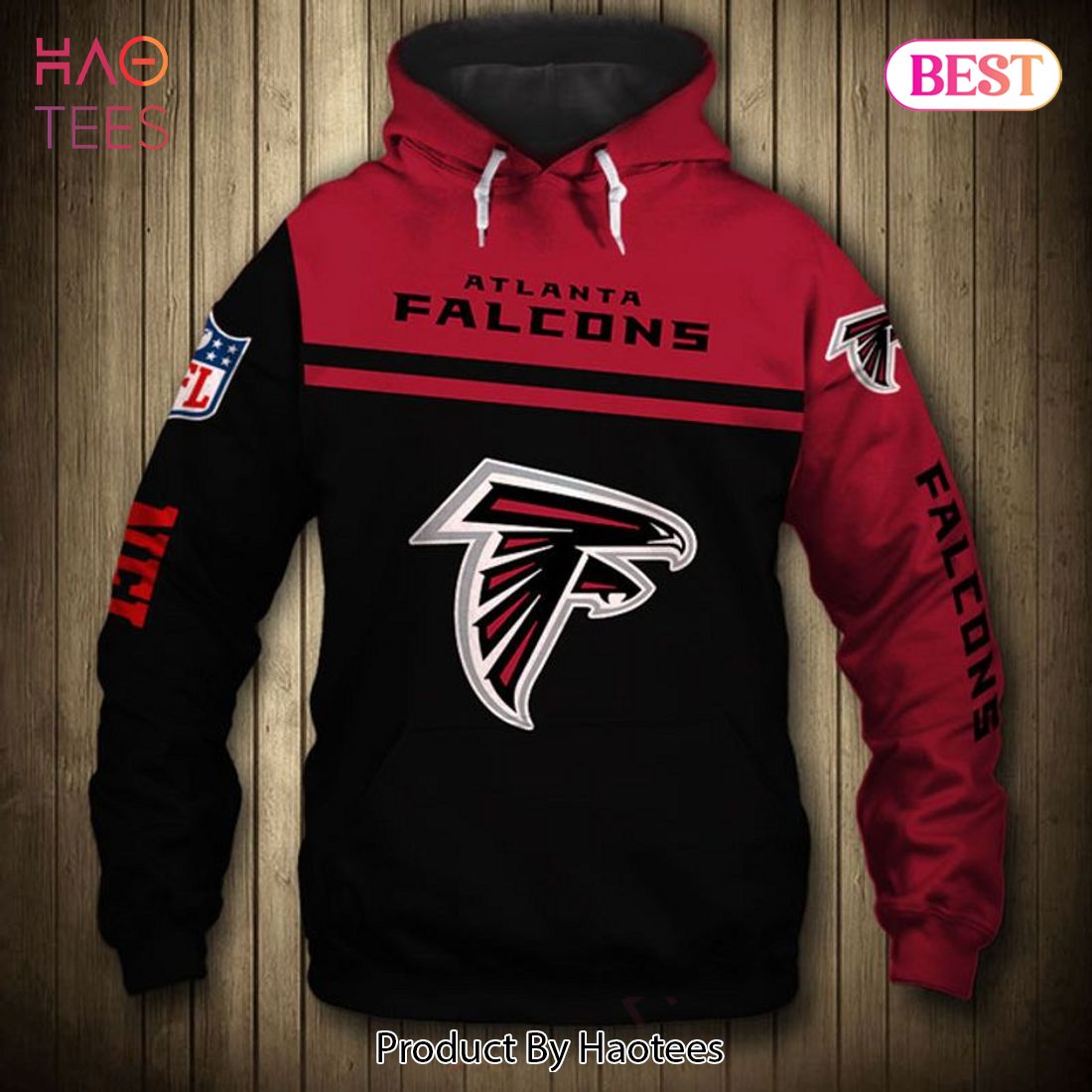 Atlanta Falcons Big Logo Teams Black 3D Hoodie All Over Print - T-shirts  Low Price