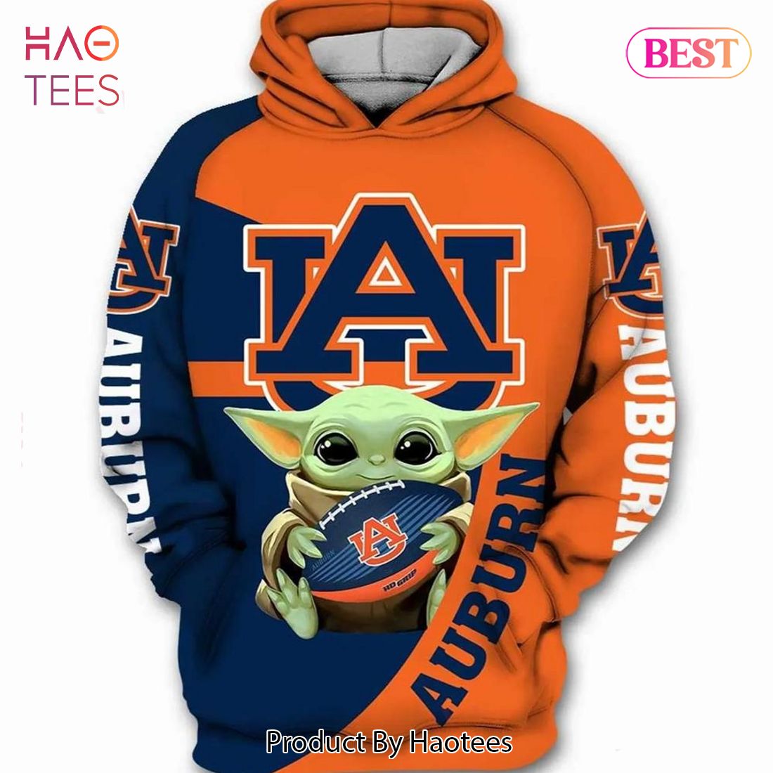 [AVAILABLE] Auburn Tigers Baby Yoda Star Wars 3D Hoodie Auburn Tigers Gifts For Her