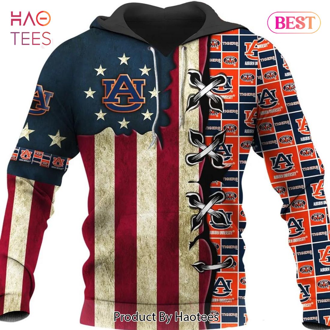 [AVAILABLE] Auburn Tigers Flag American Distressed 3D Hoodie Gifts For Auburn Tigers Fans