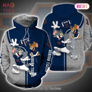AVAILABLE Auburn Tigers Ft. Tom and Jerry 3D Hoodie Auburn Tigers Gift Ideas For Him