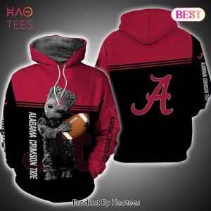 AVAILABLE Baby Groot Hug Ball Alabama Crimson Tide 3D Hoodie Gifts For Alabama Crimson Tide Fans