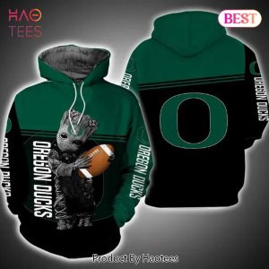 [AVAILABLE] Baby Groot Hug Ball Oregon Ducks 3D Hoodie Oregon Ducks Fans Gift