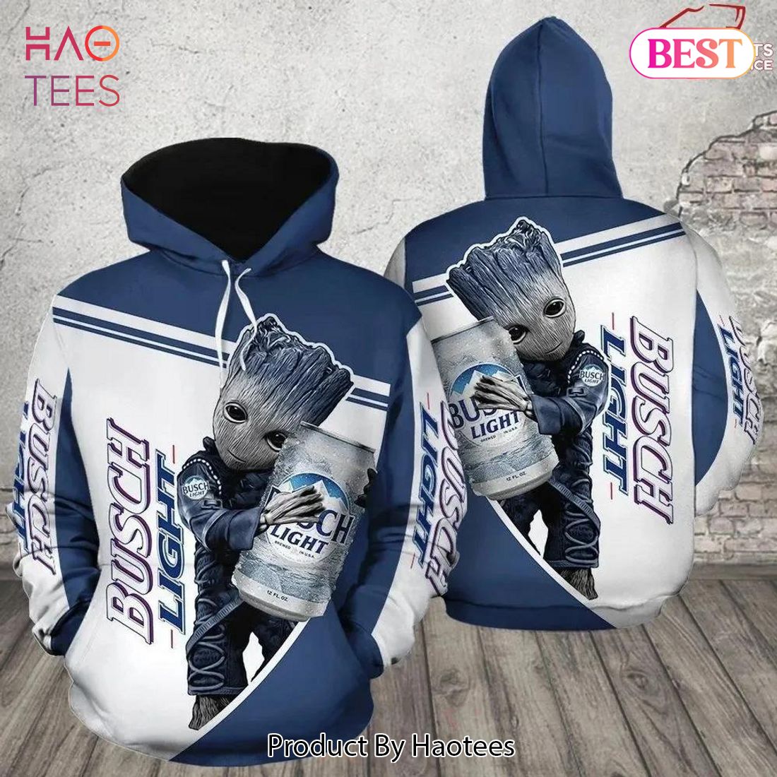 AVAILABLE Baby Groot Hug Busch Light 3D Hoodie