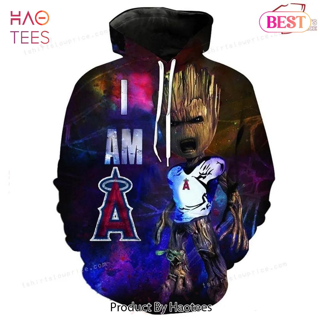 [AVAILABLE] Baby Groot Los Angeles Angels Galaxy 3D Hoodie