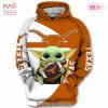 [AVAILABLE] Baby Yoda Hug Ball Texas Longhorns 3D Hoodie Texas Longhorns