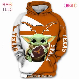[AVAILABLE] Baby Yoda Hug Ball Texas Longhorns 3D Hoodie Texas Longhorns