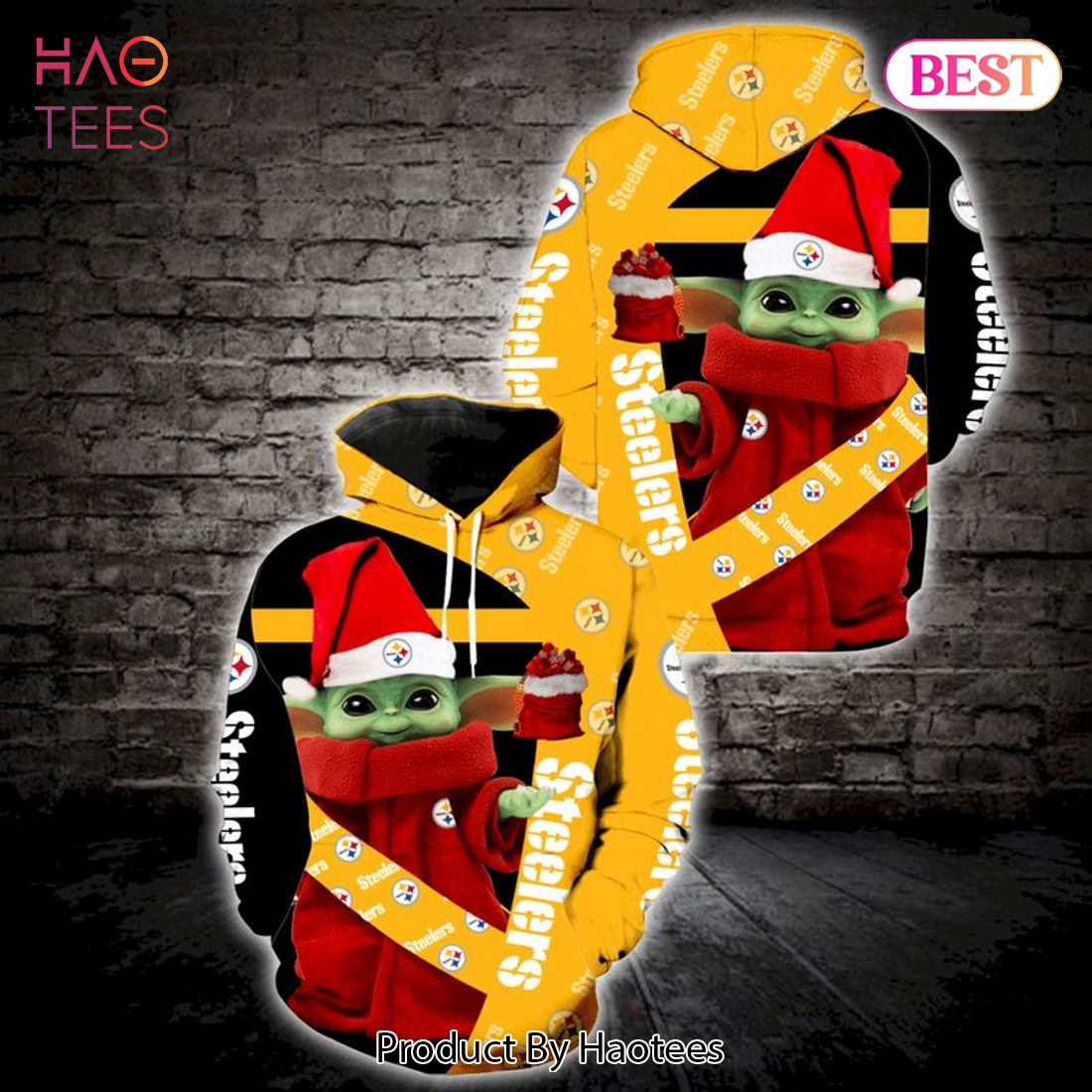 AVAILABLE Baby Yoda Lovers Pittsburgh Steelers Christmas 3D Hoodieed