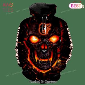 [AVAILABLE] Baltimore Orioles Skull Big Fire Eyes 3D Hoodie Zipper