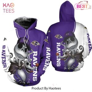 AVAILABLE Baltimore Ravens Jack Skellington And Zero 3D Hoodie In