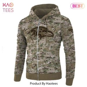 [AVAILABLE] Baltimore Ravens Logo Camo Pattern Zip 3D Hoodie