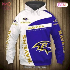 [AVAILABLE] Baltimore Ravens Logo Play Like A Raven 3D Hoodie