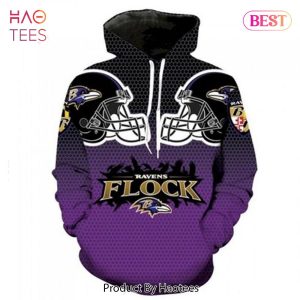 [AVAILABLE] Baltimore Ravens Logo Ravens Flock 3D Hoodie