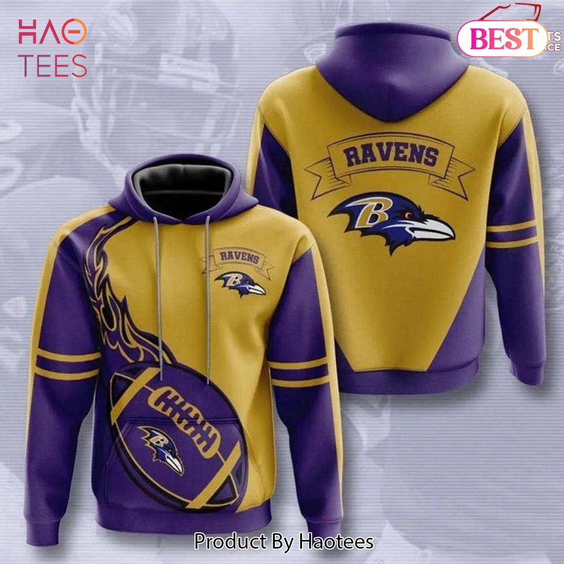 AVAILABLE Baltimore Ravens Purple Yellow 3D Hoodie AVAILABLE Baltimore Ravens Purple Yellow 3D Hoodie