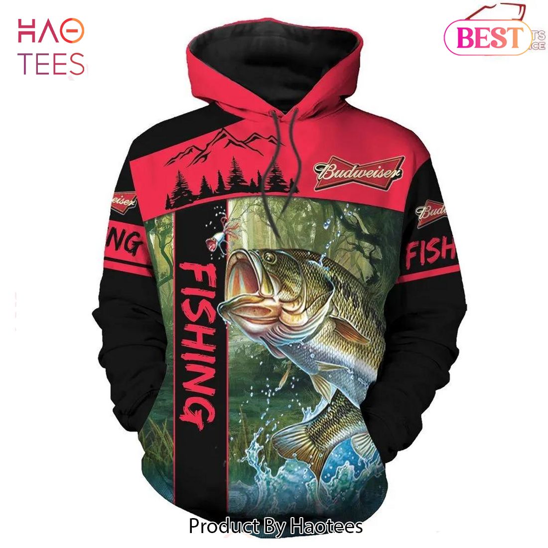 [AVAILABLE] Bass Fishing On The River Budweiser 3D Hoodie