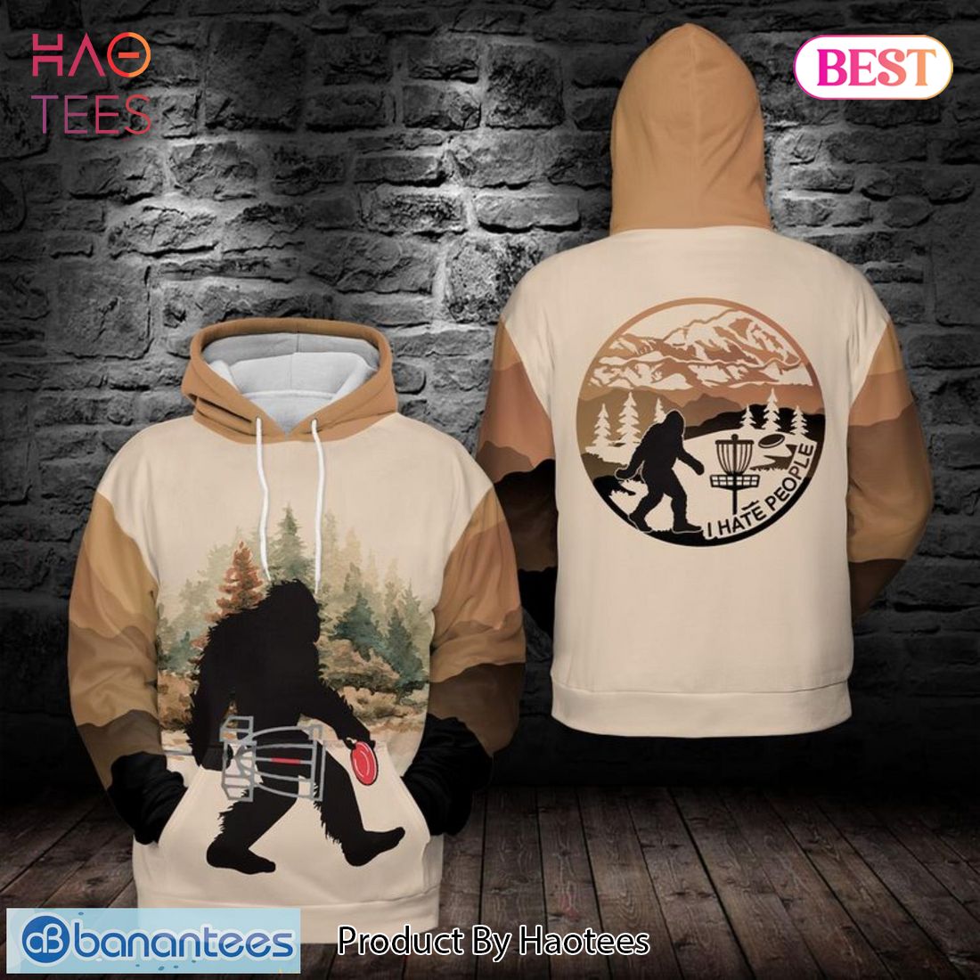 [AVAILABLE] Bigfoot Disc Golf I Hate People 3D Hoodie