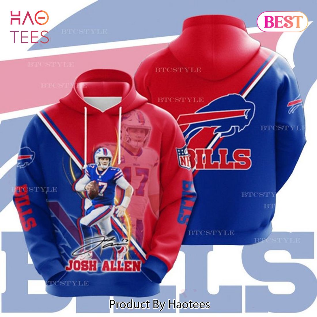 AVAILABLE Buffalo Bills Josh Allen 17 Signature 3D Hoodie