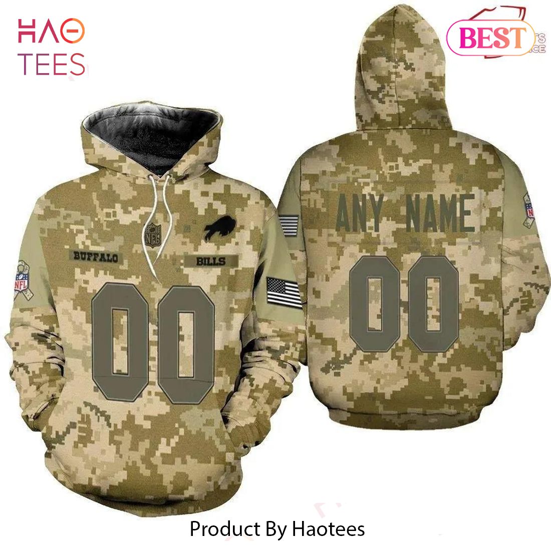 AVAILABLE Buffalo Bills NFL American Football Team Logo Camouflage 3D Designed Allover, Custom Gift For Bills Fans Hoodie
