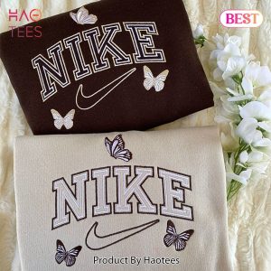 [AVAILABLE] Nike Mix Chocolate & Cream Butterflies Matching Set Embroidered Hoodie, Sweatshirt