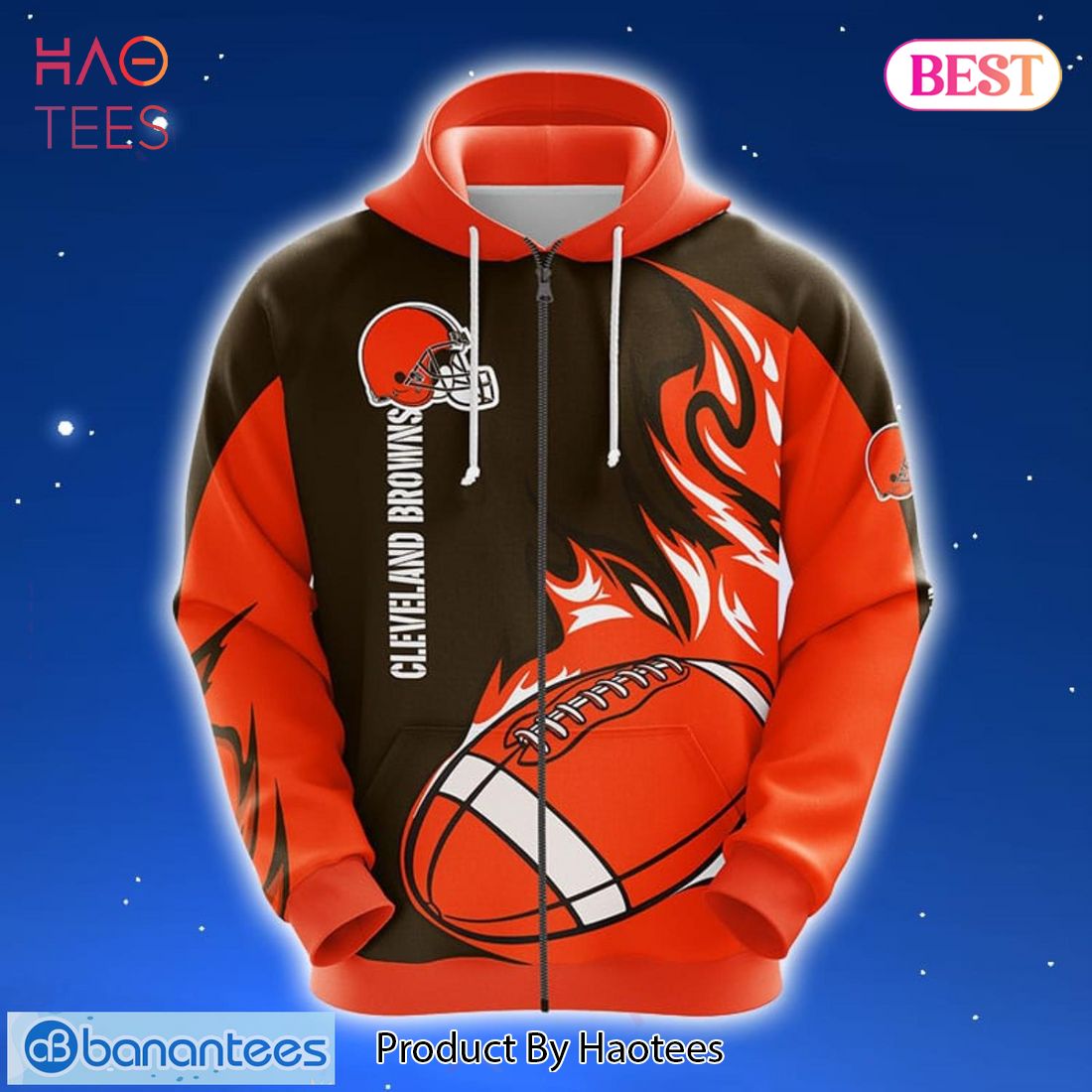 [AVAILABLE] Cleveland Browns NFL Orange Unisex 3D Hoodie Zip Hoodie