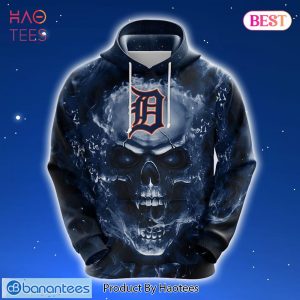 AVAILABLE MLB Detroit Tigers Skull Funny 3D Hoodie Zip Hoodie