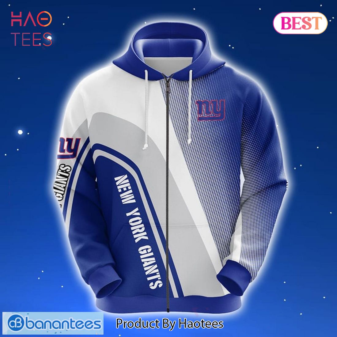 [AVAILABLE] NFL New York Giants Blue Unisex 3D Hoodie Zip Hoodie