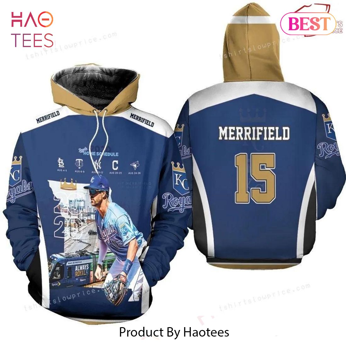 BEST 15 Whit Merrifield Kansas City Royals 3D Hoodie BEST 15 Whit Merrifield Kansas City Royals 3D Hoodie