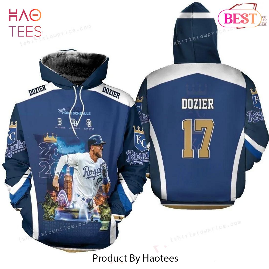 BEST 17 Hunter Dozier Kansas City Royals 3D Hoodie BEST 17 Hunter Dozier Kansas City Royals 3D Hoodie