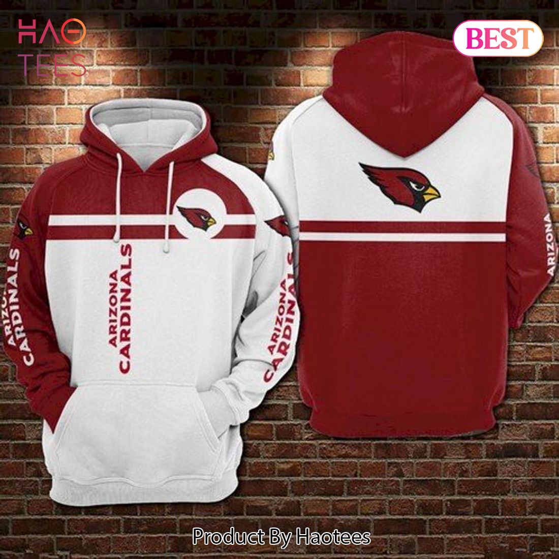 BEST Arizona Cardinals Big Logo Full Printing 3D Hoodie