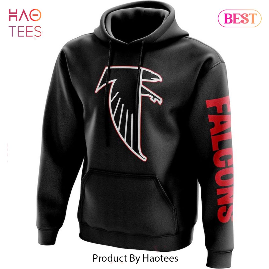 [BEST] Atlanta Falcons Big Logo Teams Black 3D Hoodie