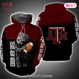 BEST Baby Groot Hug Ball Texas A&M Aggies 3D Hoodie Texas A&M Aggies
