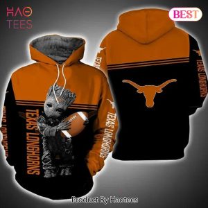 BEST Baby Groot Hug Ball Texas Longhorns 3D Hoodie NCAA Basketball Gifts